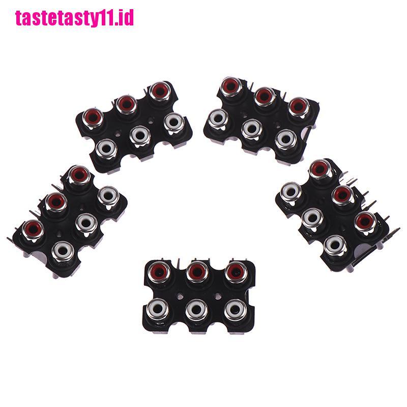 5pcs Soket input Audio Jack AV 6 Lubang RCA Female Stereo