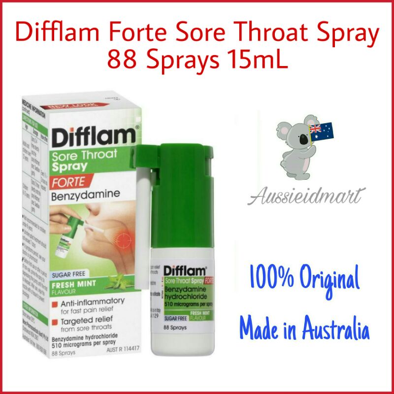 Difflam Forte Sore Throat Spray 15ml Obat Semprot Tenggorokan Anak Dewasa Ori Aussie