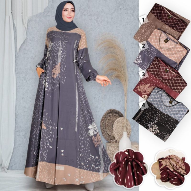 Mula Store - Gamis Maxmara Husna - Gamis Hujan Premium - Gamis Busui Dress - Gamis Acara Pesta - Gam