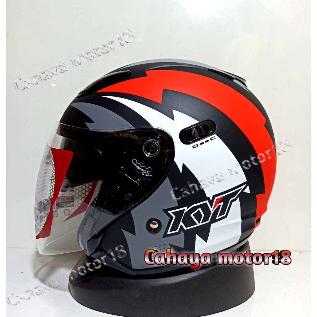 HELM KYT DJ MAXI #2 MATT BLACK RED|KYT  HALF FACE