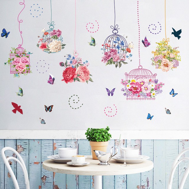 Reliza Wall Sticker Sangkar Burung Bird Cages Hanging Stiker Dinding LDR8332