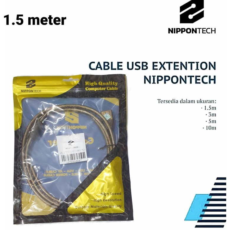 Kabel  usb Extentsion transparan 1.5meter nipontech