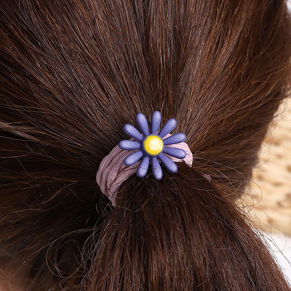 Ikat Rambut Motif Bunga Daisy Korean import / Kuncir Rambut Karakter Lucu Murah Import / TS-41-5