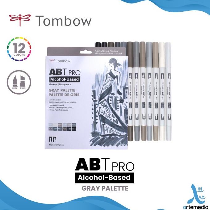 

(BISA COD) Brush Pen Tombow ABT PRO Gray Palette Set 12 Dual Marker TERPERCAYA Kode 944