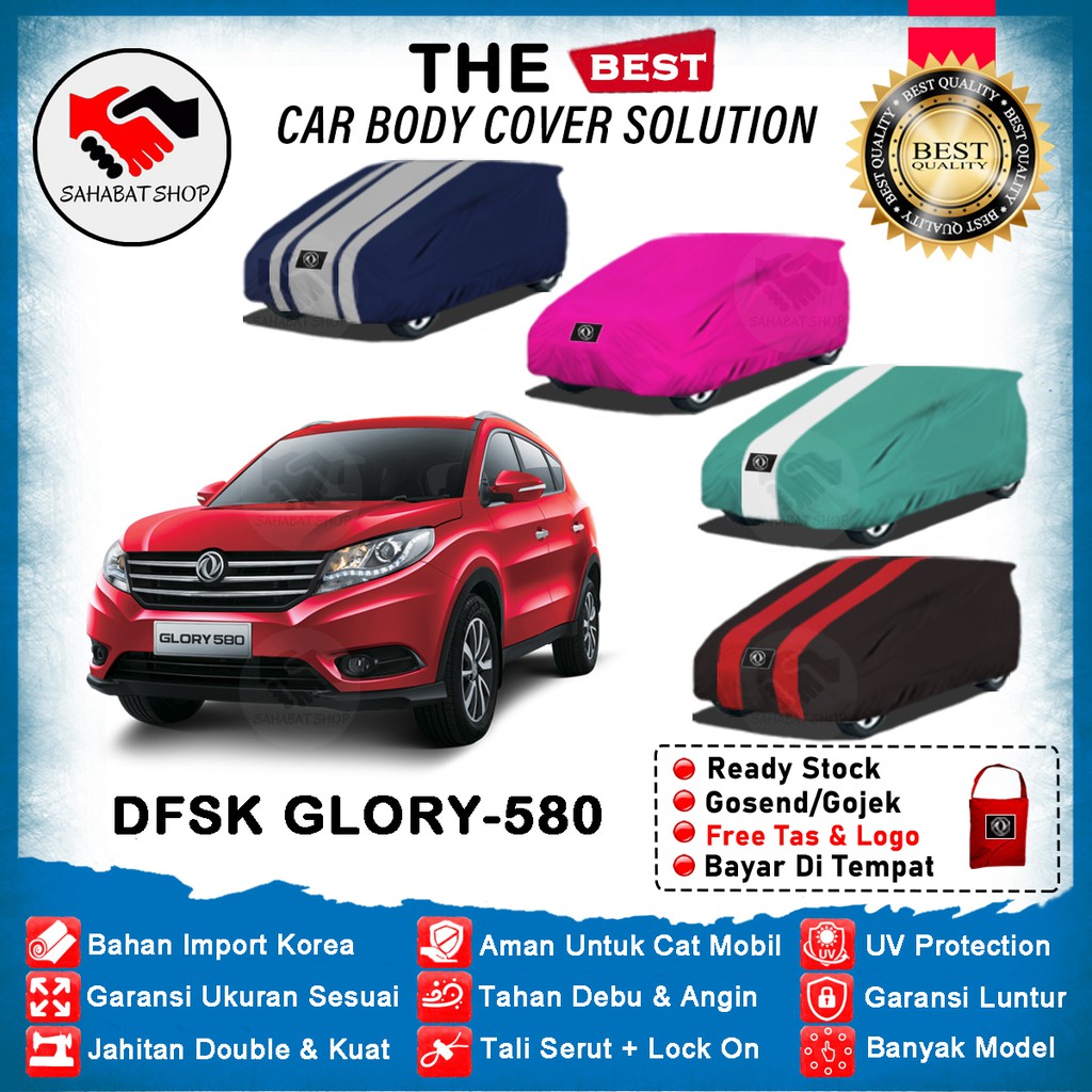 Sahabat Body Cover Mobil Glory 580 / Sarung Penutup DFSK Glory 580 Outdoor 2016 2017 2018 2019 2020 2021 2022 / Selimut Tutup Kerudung Mantel Pelindung Terpal Kerodong Pembungkus Mantol Bungkus Mobil Dongfeng Glory 580 Waterproof Anti Air Model Biru