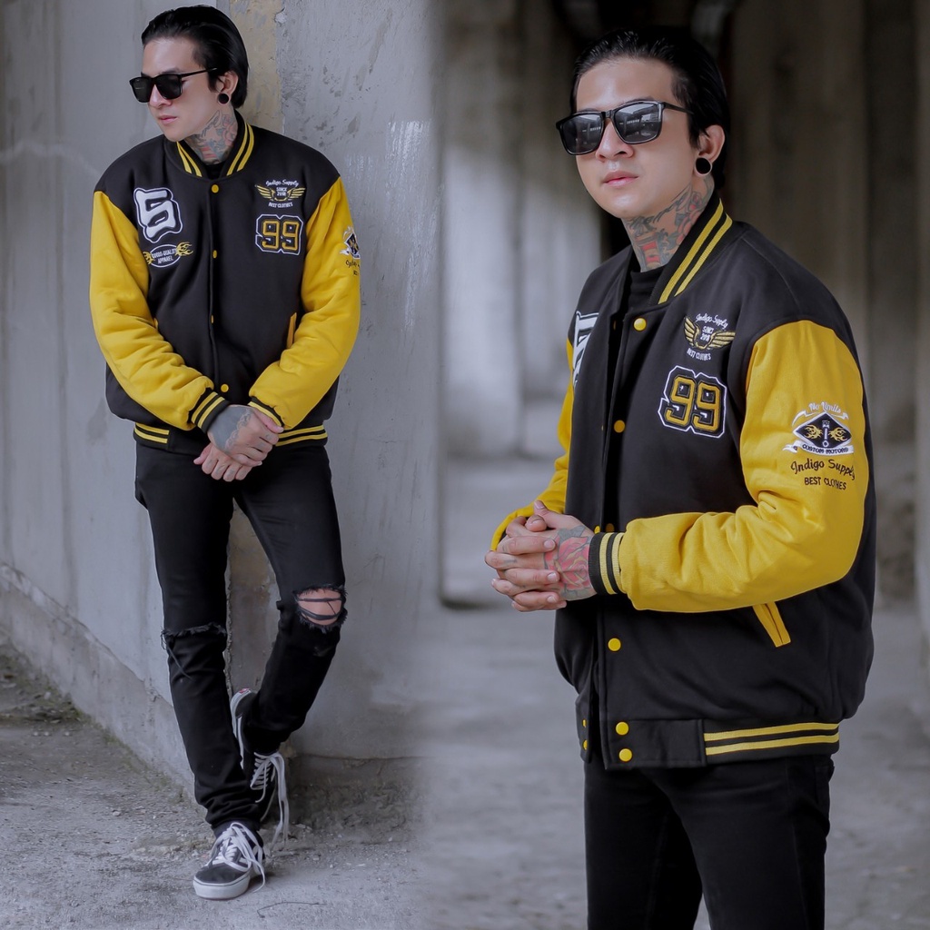 Varsity Jacket Baseball Jaket Varsity Pria dan Wanita Indigo Original