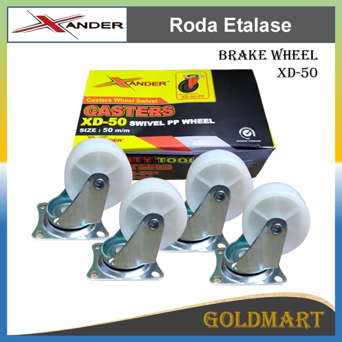 Roda 2 inch 4pcs 50mm - Xander Roda Etalase Troli Gerobak (Hidup)