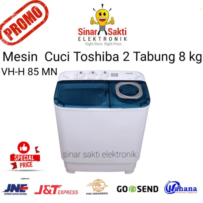 Mesin cuci 2 tabung Toshiba 8 kg Cuci Kering VH H 85 MN low watt