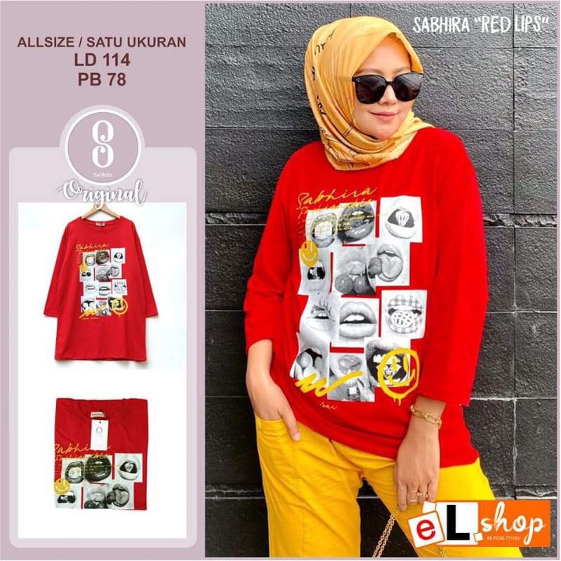 Kaos Wanita Oversize Shabira Original Baju Perempuan Bigsize Outfit Hijab Jumbo Modern