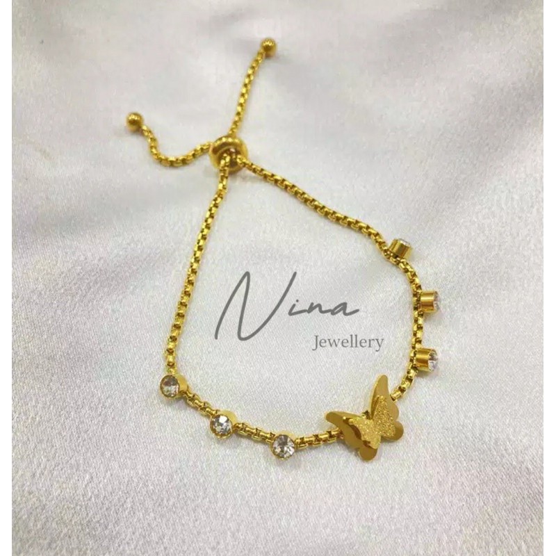 Butterfly Gold Bracelet / Gelang Titanium serut Kupu-kupu