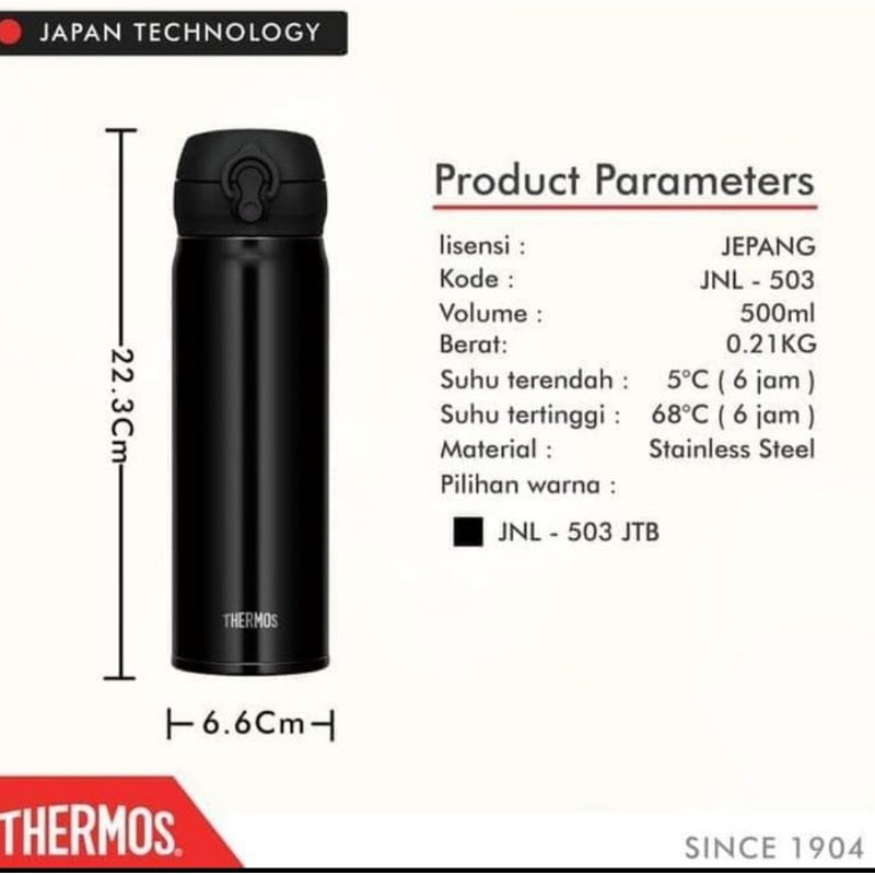 Thermos JNL503 - One Push TUmbler 500ml - JNL 503 - Botol Minum Termos Panas Dingin