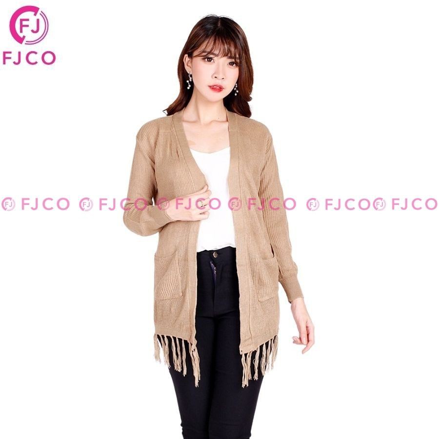 FJCO - Cardigan Oversize Korea Cardigan Wanita Jumbo Cardigan Rajut Rumbai Seoul-Coksu