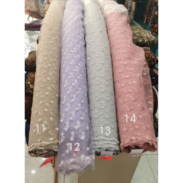 kain tile diamond dotty gliter/kain tile organza dotty kotak. premium. murah