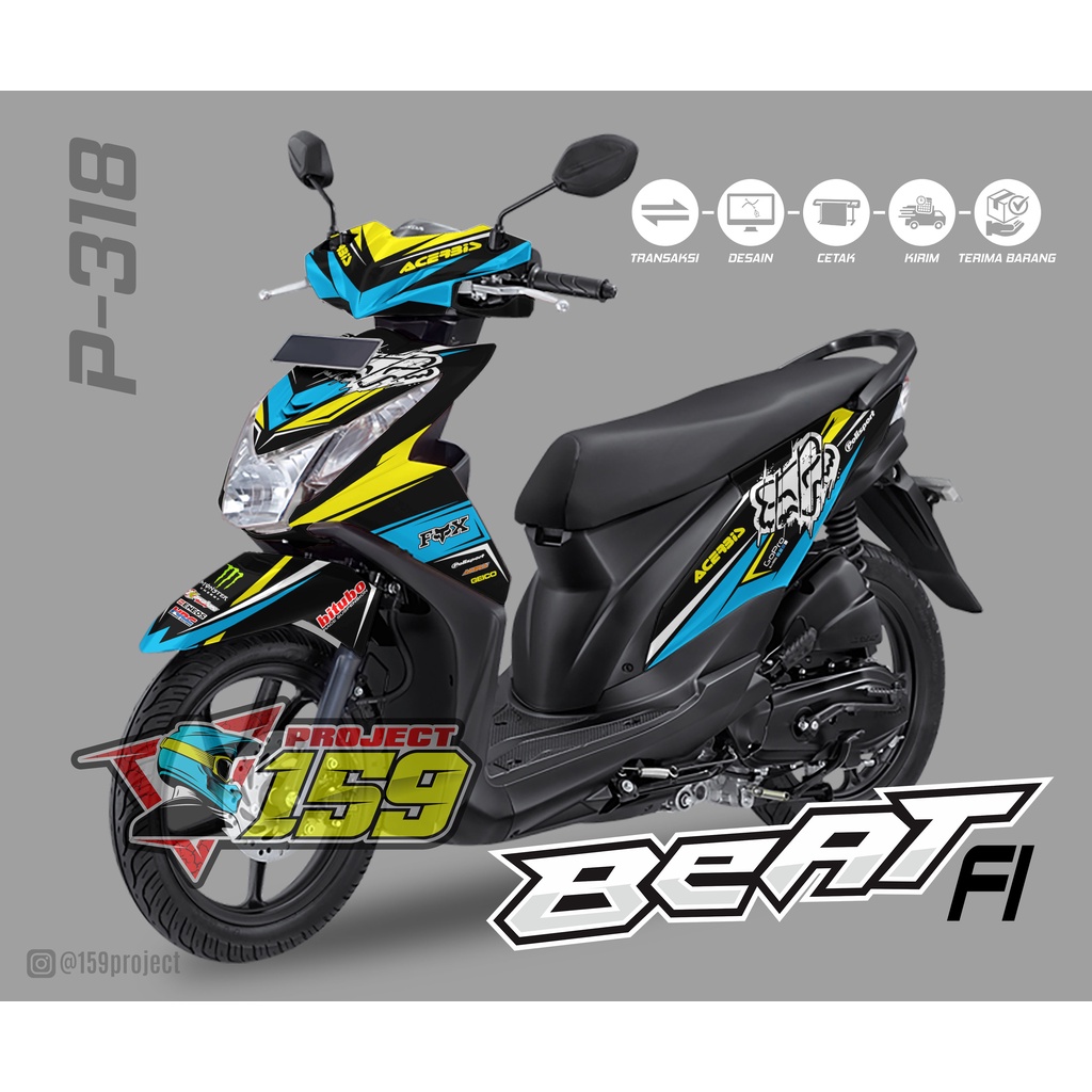 Stiker Motor Beat FI 2014 - P-318 Stripes Livery
