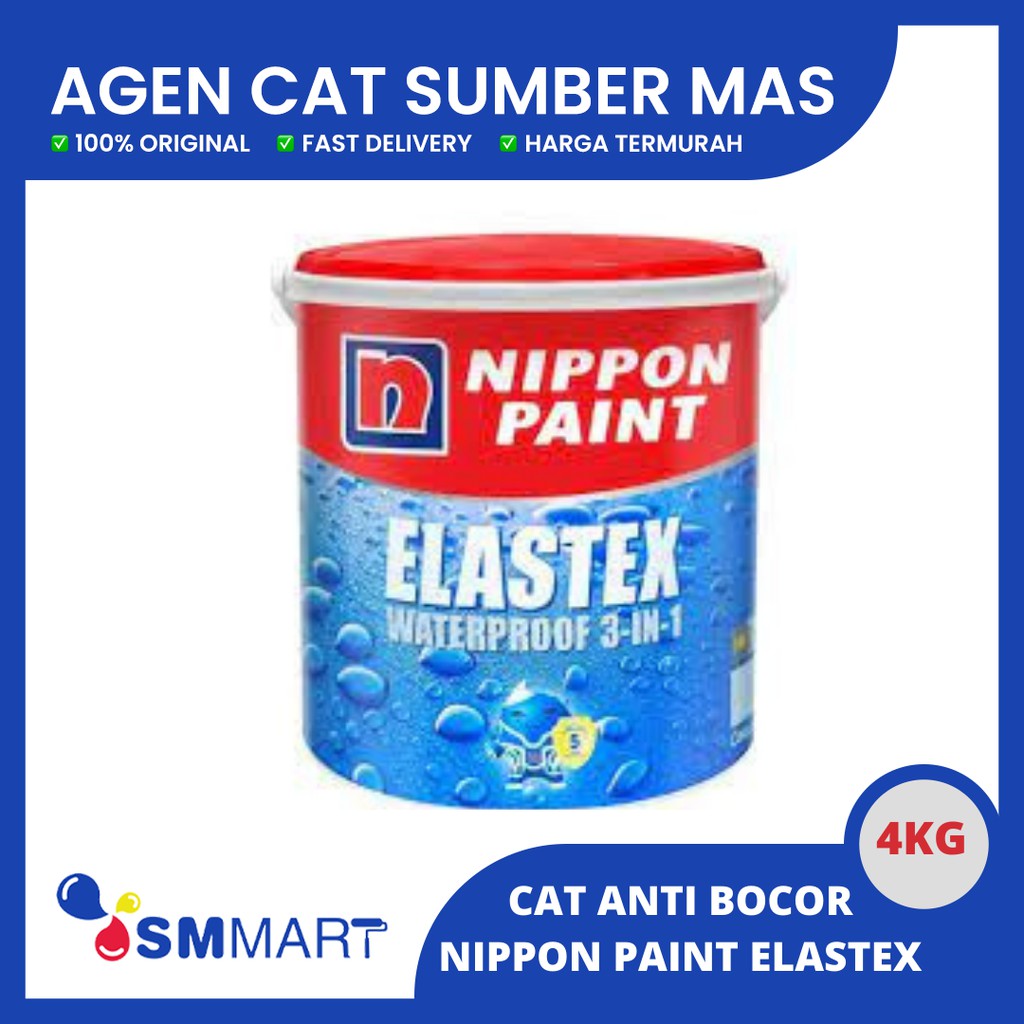 NIPPON PAINT ELASTEX WATERPROOF GLN 4KG / CAT PELAPIS ANTI BOCOR WARNA PETWER GREY