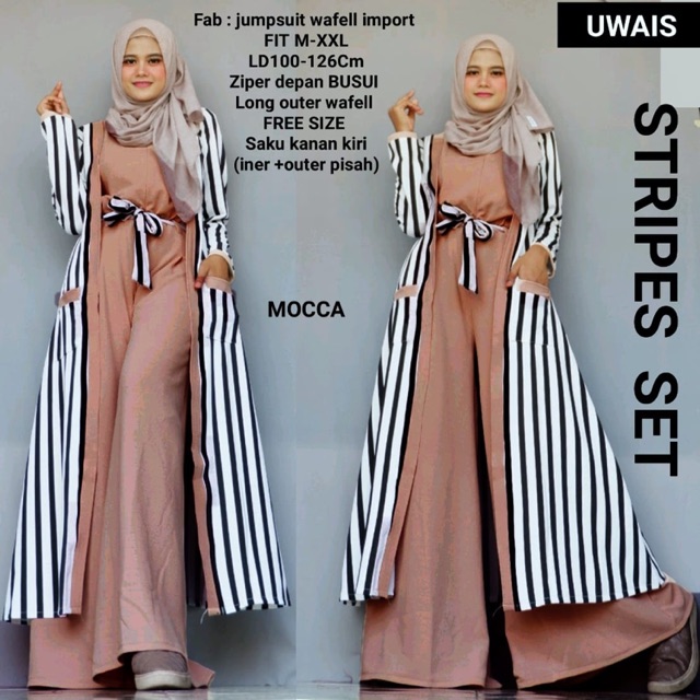 Stripes Set Setelan Original Uwais