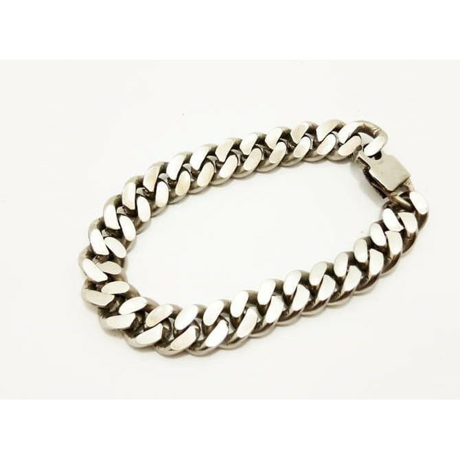 Gelang pria keren Rantai kotak Baja Putih Anti Karat Anti Luntur