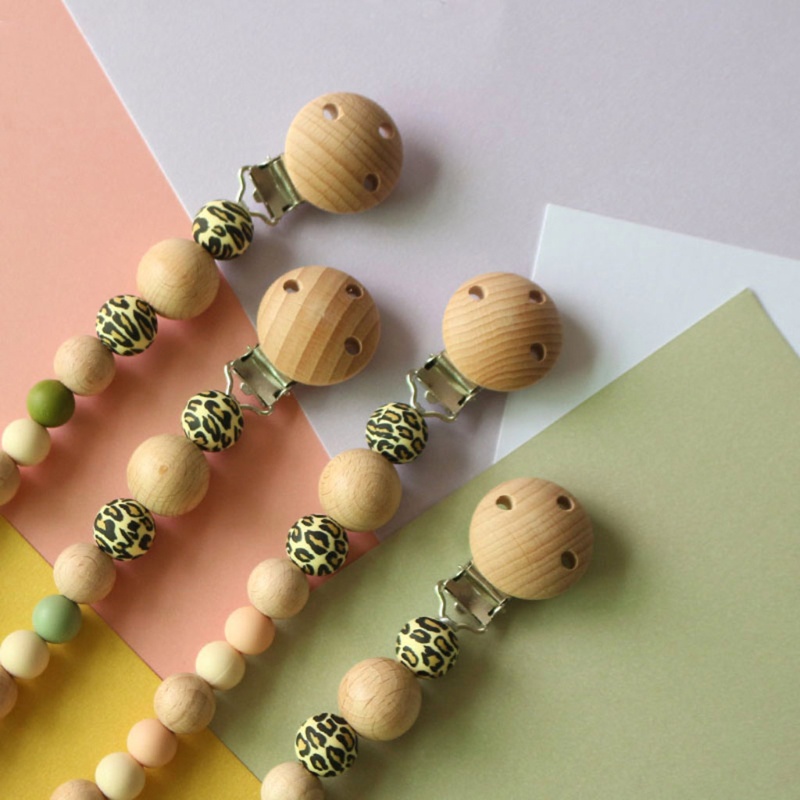 Mary 3pcs / Set Klip Rantai Holder Dot Empeng / Teether Bayi Bahan Kayu