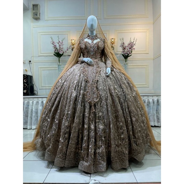 GAUN PENGANTEN FULL PAYET BEREKOR/WEDDING DRESS