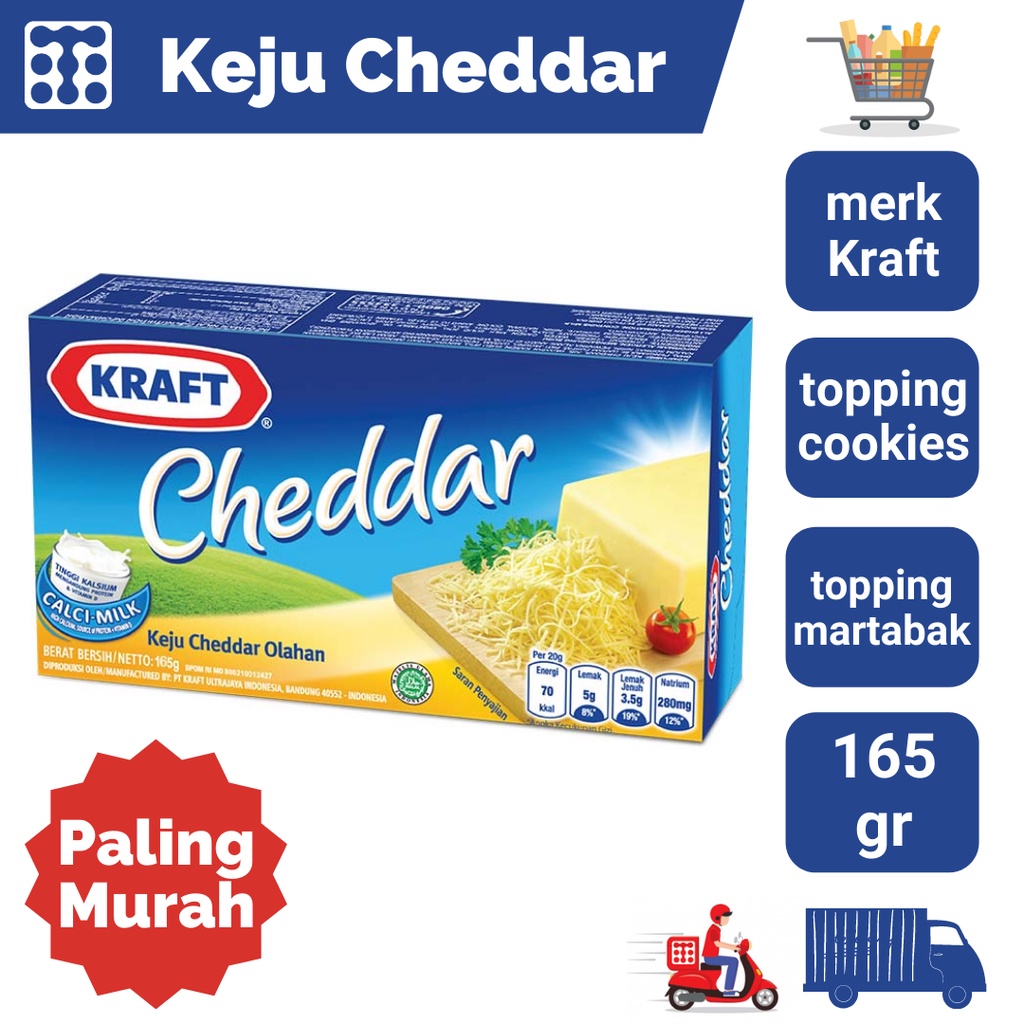 

Keju Kraft Cheddar 165 Gram / Keju Cheddar