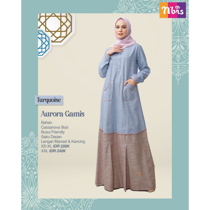 GAMIS DEWASA SARIMBIT AURORA BY NIBRAS | SARIMBIT DEWASA AURORA NIBRAS TURQUOISE PURPLE DRESS WANITA