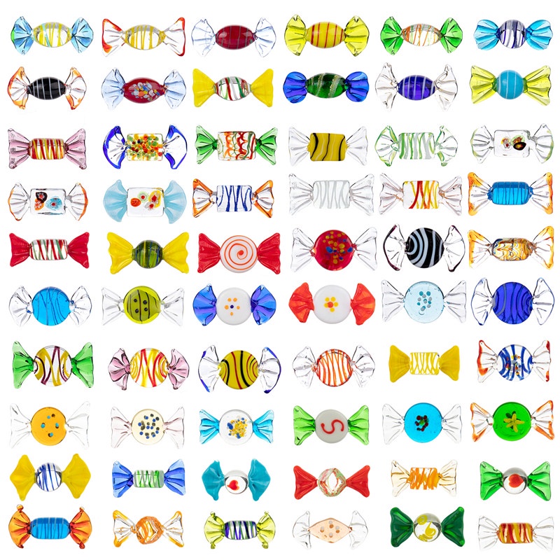 TK 60pcs Vintage Murano Style Glass Sweets Candy Ornament for Home Party Wedding Christmas Festival Decorations Gift