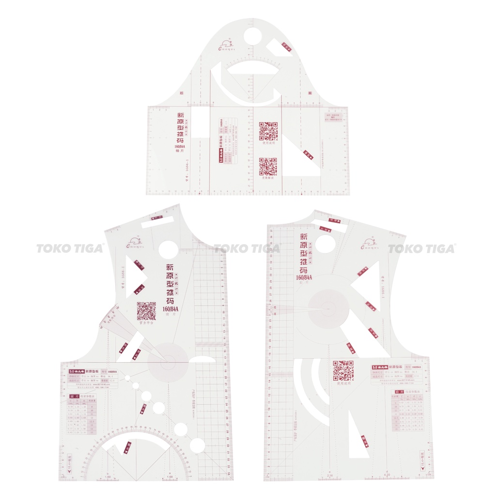 Penggaris Pola SET Drafting Skala Badan 1:1 / Prototype Ruler 160/84A