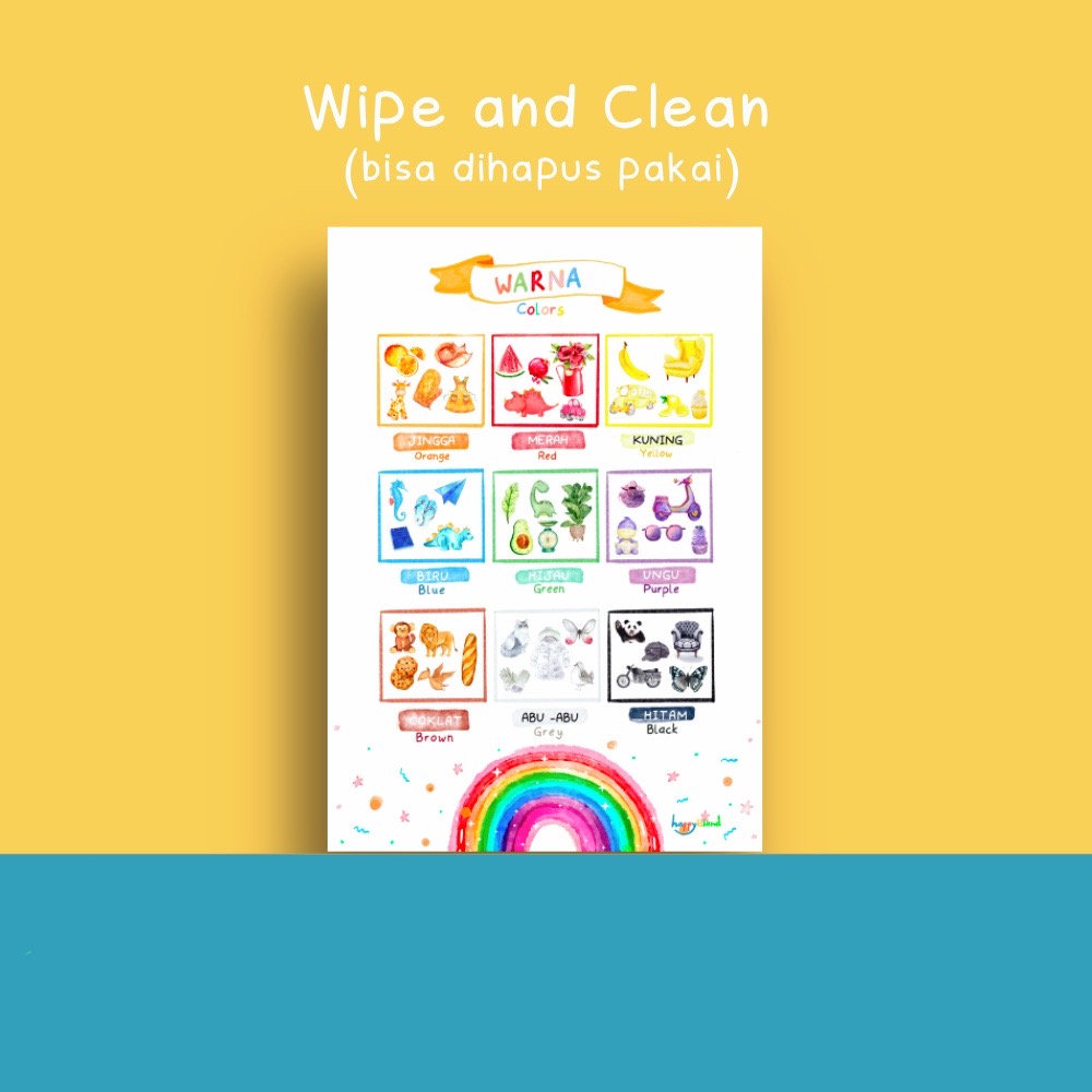 WIPE CLEAN Poster Edukasi Anak Estetik PAUD - WARNA