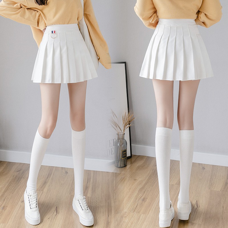 Korean Mini Skirt Pleated Plain Rok Plisket Wanita 2139 (XS-XL)