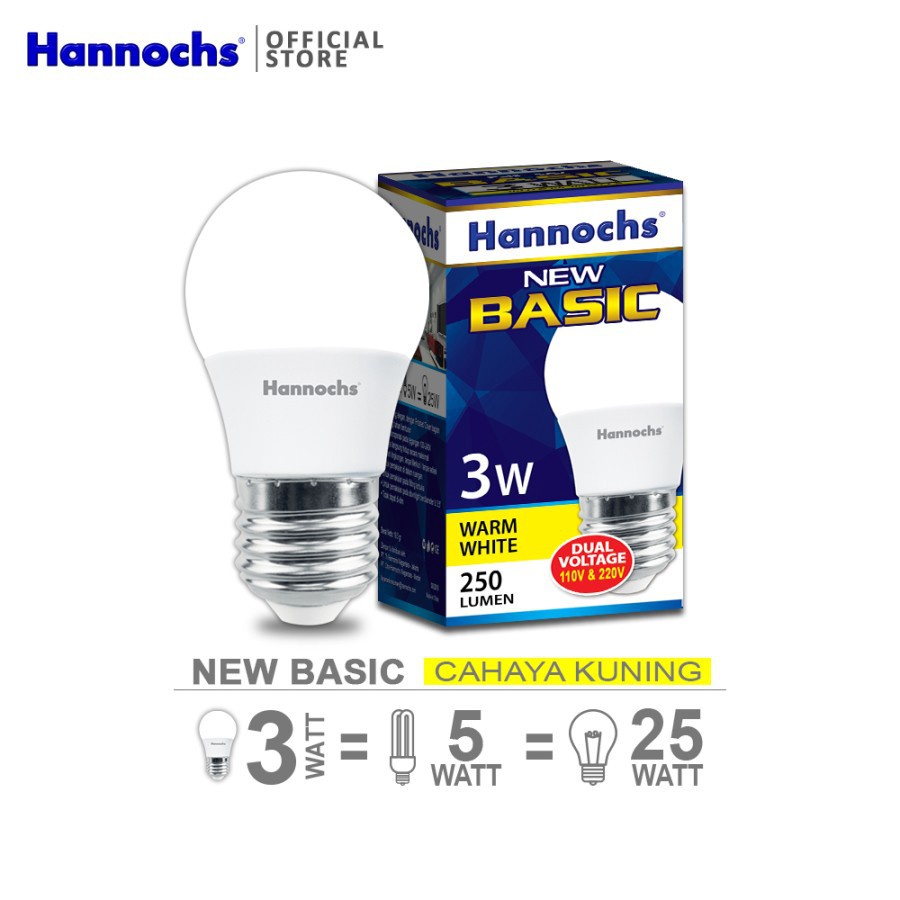 IDOLAKU Hannochs New Basic Lampu LED 3 W/ Cahaya putih