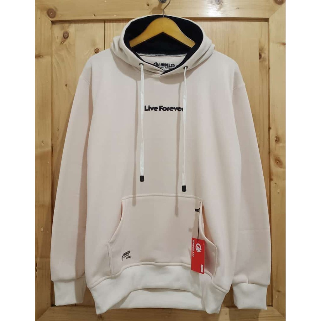 Sweater Hoodie Pria Distro Cod Aesthetic Pria Wanita Original MR DEE Brand Distro Kota Bandung Switer hudie Warna Maroon List HOME MADE XL XXL Jaket Distro Hoodie Aesthetic Jaket Hudie Unisex Sweater Dewasa Terbaru Terpopuler Masa Kini 2021 Brand Bandung-Putih Live Forever