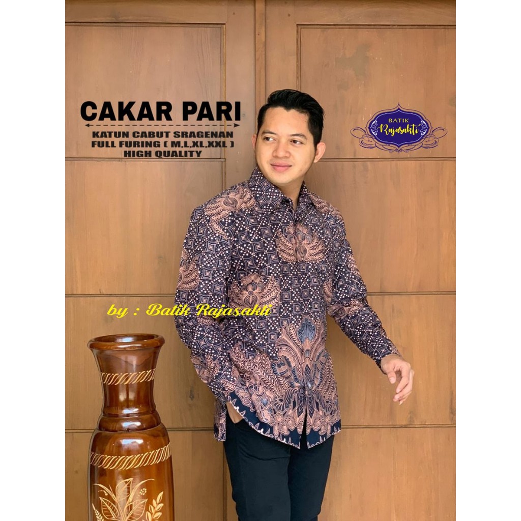 CAKAR PARI Kemeja Batik Pria Lengan Panjang Katun Halus FULL FURING Rajasakti