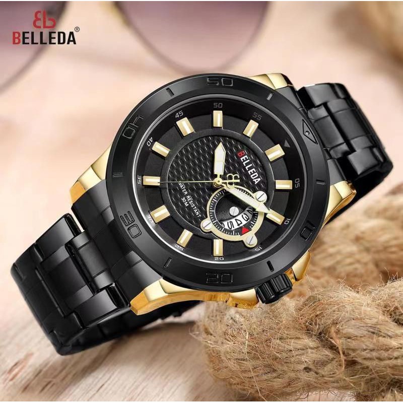 Jam Tangan Pria Belleda Original 9222 Tanggal Aktif