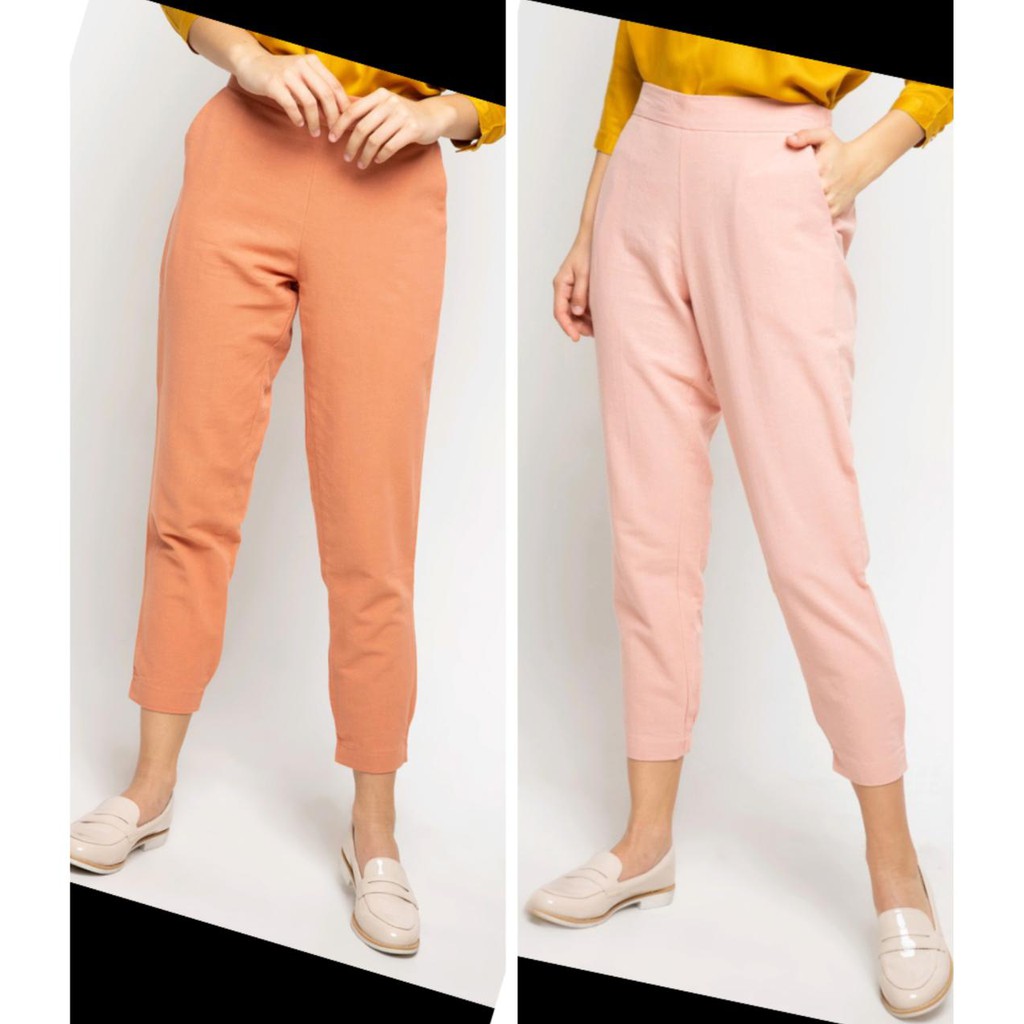  Celana Panjang WANITA Connexion  Celana  Linen Pink Coral 