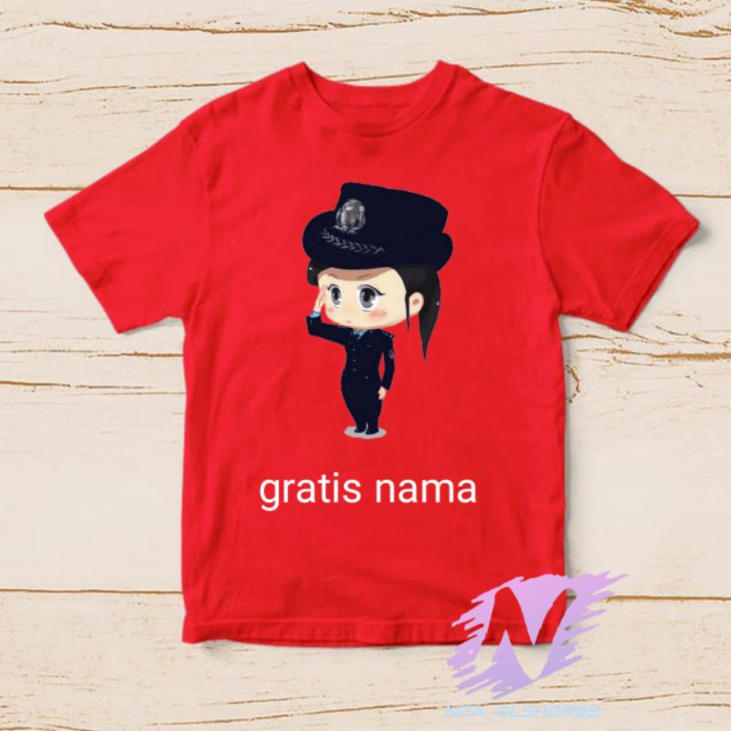 kaos anak animasi polisi perempuan gratis nama