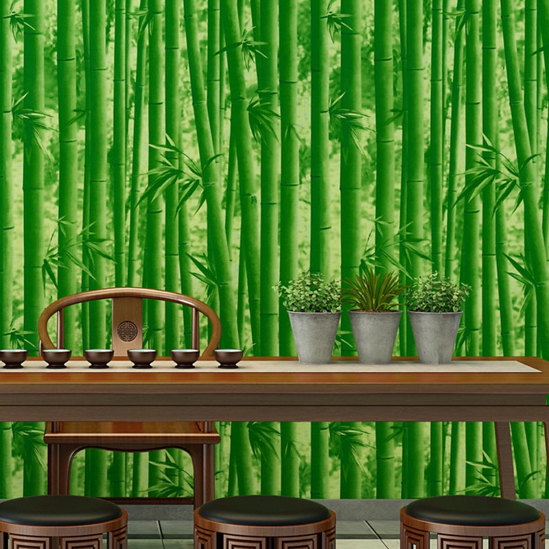 Wallpaper stiker dinding motif bambu tua 3D (45CM X 10M )