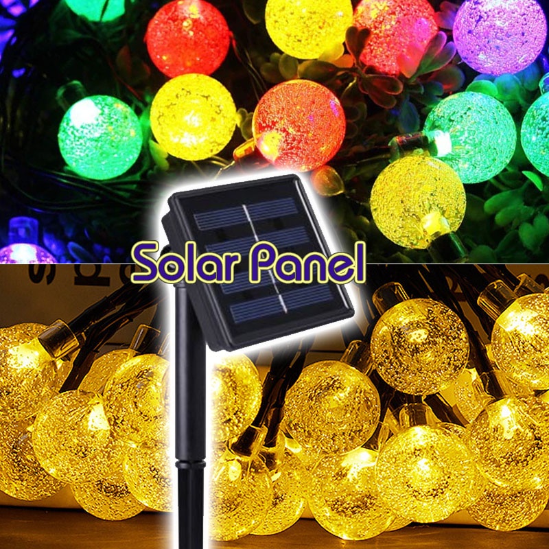 Lampu Hias Bola Kristal Lampu Hias Dekorasi Solar Panel 50 LED 7 Meter &amp; 30 LED 6.5M Lampu LED Tumblr Natal Hias Bulat Dekorasi Model Bola Kelereng Anggur Lampu Hias MALAM ROMANTIS tenaga matahari special Light String Ball String Lights Flash Christmas