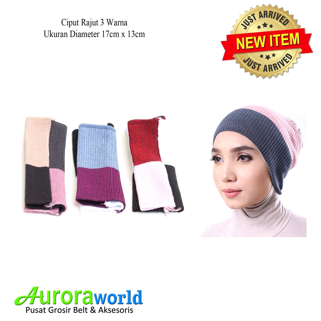 Auroraworld Ciput Rajut Premium two tone Ciput Classic dalaman jilbab inner bandana bahan Tebal