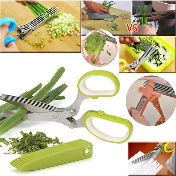 Terbaru!! Gunting 5 Lapis / Gunting Daun Bawang Gunting Sayur Dapur Serbaguna