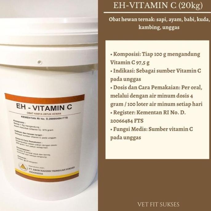 BEST EH-VITAMIN C 20KG - Obat Hewan Ternak Sapi Ayam Babi Kuda Kambing