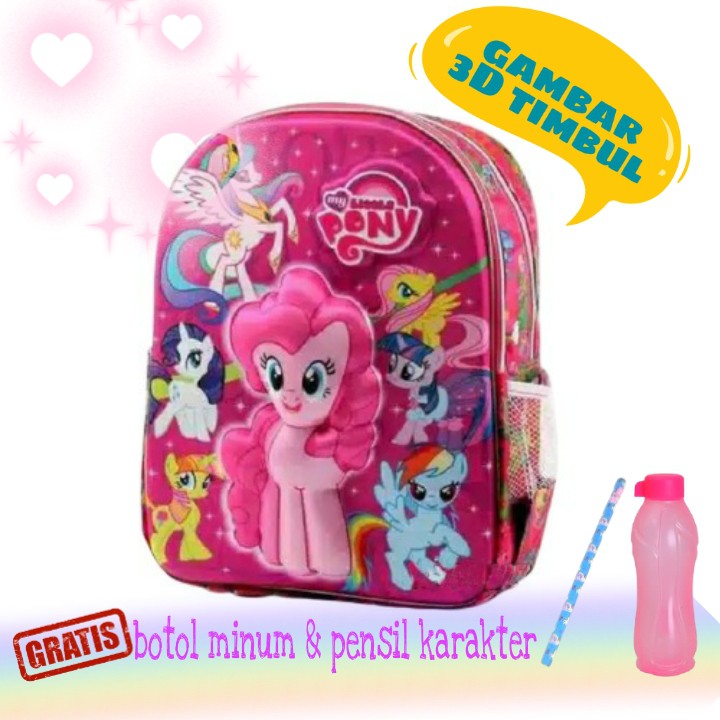 Tas Sekolah Anak Little Pony / Tas Karakter Anak / Tas Anak Timbul