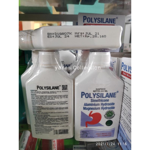 Polysilane Cair 180 ml - 100 ml polisilen obat sakit maag &amp; Anti Kembung