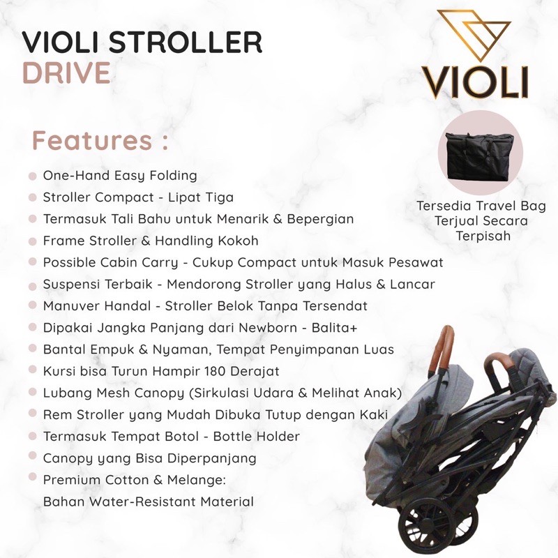 VIOLI DRIVE STROLLER/KERETA DORONG BAYI