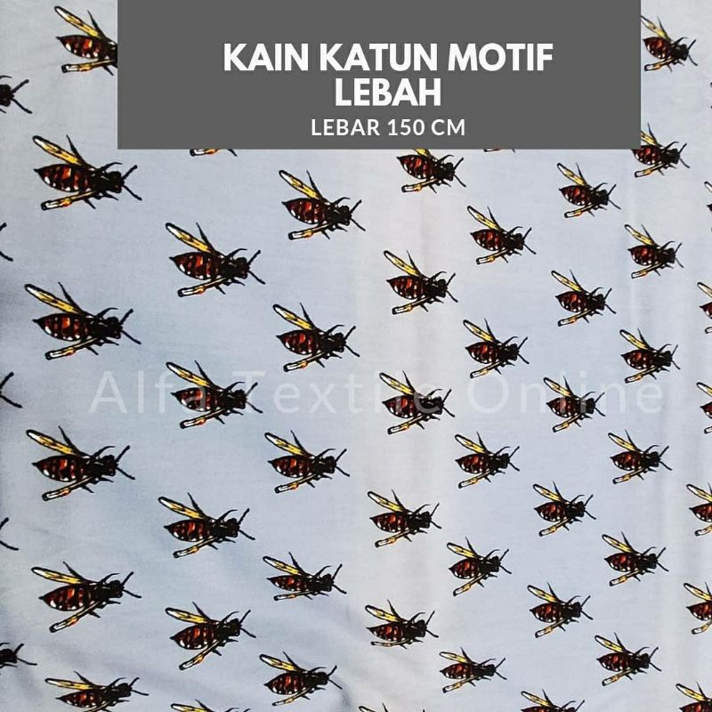Kain Katun Motif Lebah Lebar 150 Cm