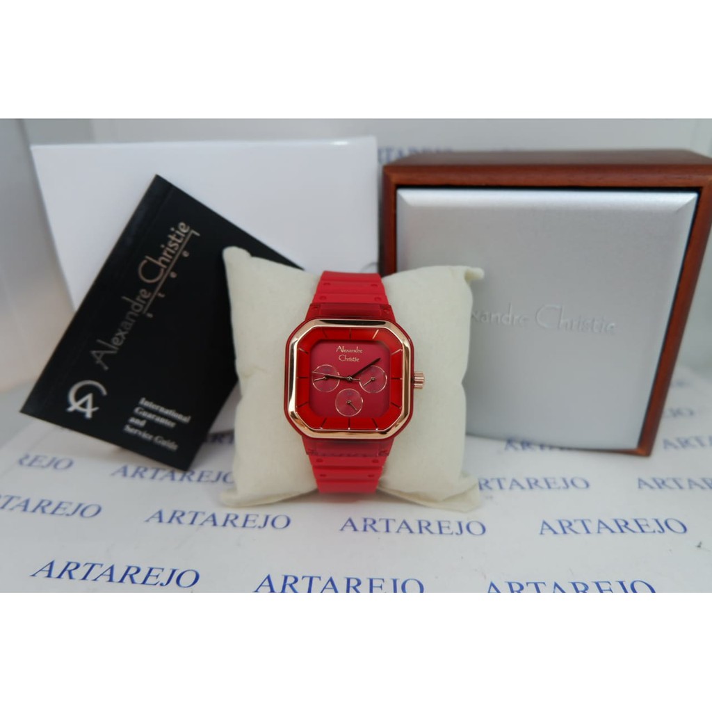 JAM TANGAN WANITA ALEXANDRE CHRISTIE AC 2811 MERAH ROSEGOLD ORIGINAL