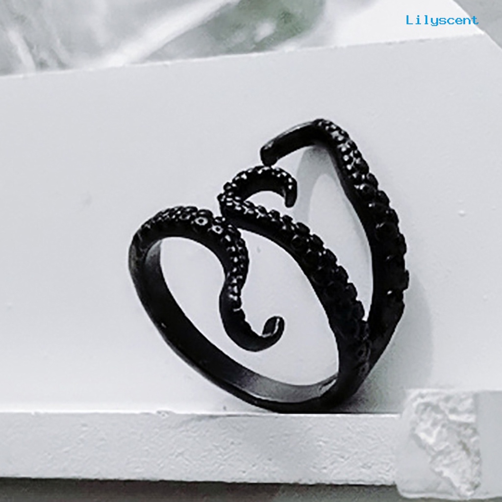 Ls Perhiasan Cincin Punk Simple Desain Gurita Adjustable Untuk Pria