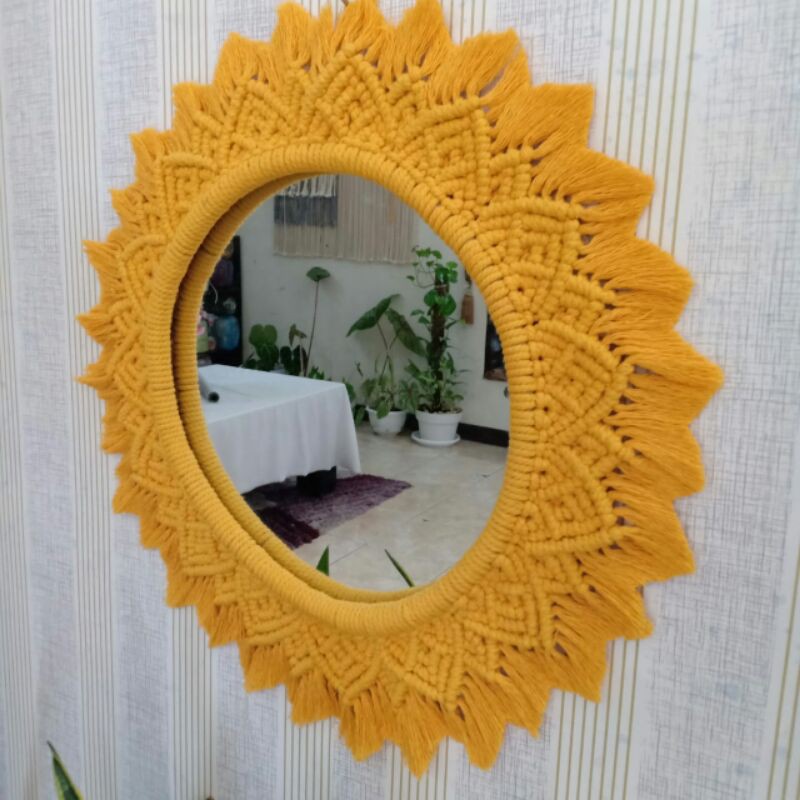 cermin macrame mirror macrame bulat D30cm unik murah