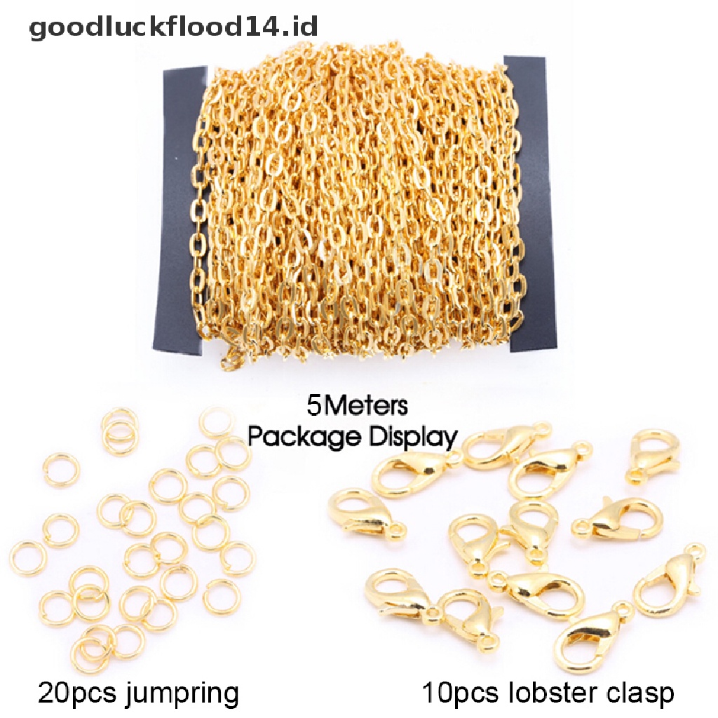 [OOID] 5M 2mm Chains Lobster Clasp DIY Bracelet Necklace Jewelry Making Materials Set ID