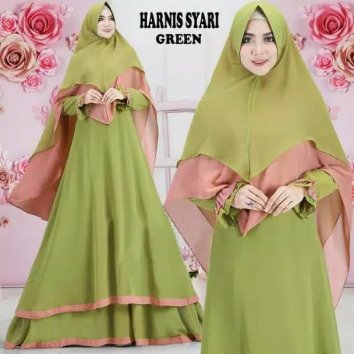 Baju Gamis Syar i Satu Set Kerudung Cantik Muslimah NEW TERBAIK