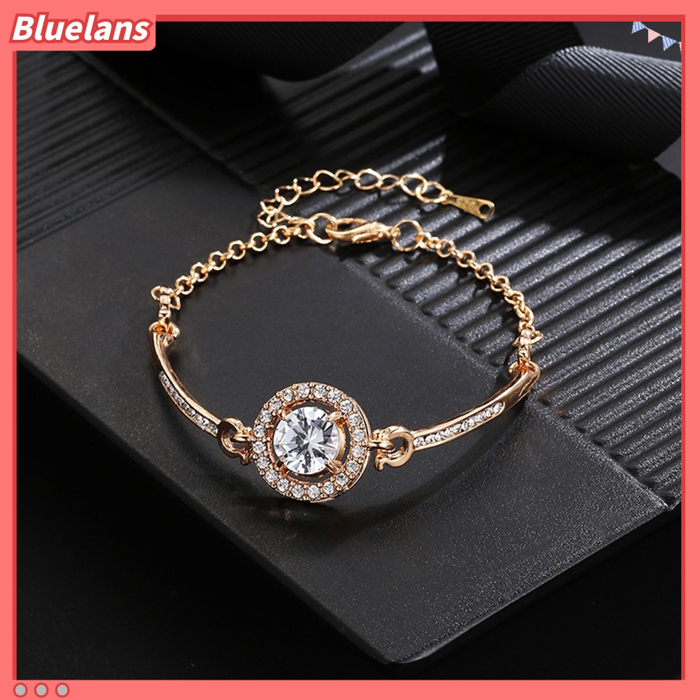 Gelang Bangle Cubic Zirconia Bentuk Bulat Adjustable Untuk Wanita